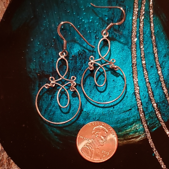 Sterling Silver Articulated Twisted Wire Earrings - Picture 2 of 3